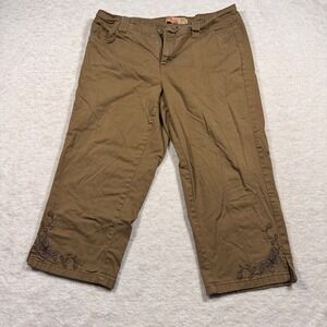 Just My Size Women's Brown Sable Stretch Capri Pants 16W Embroidered Butterfly
